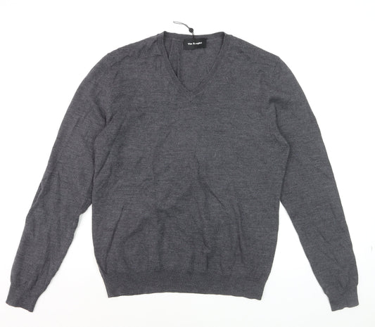 The Kooples Men's Grey Wool V-Neck Jumper Size M Classic Knit