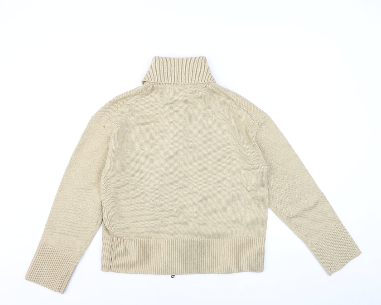 Marks and Spencer Men's Beige Full Zip Cotton Jumper Size M