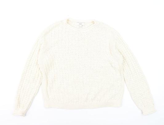 Marks and Spencer Women’s Ivory Cotton Blend Cable Knit Jumper M