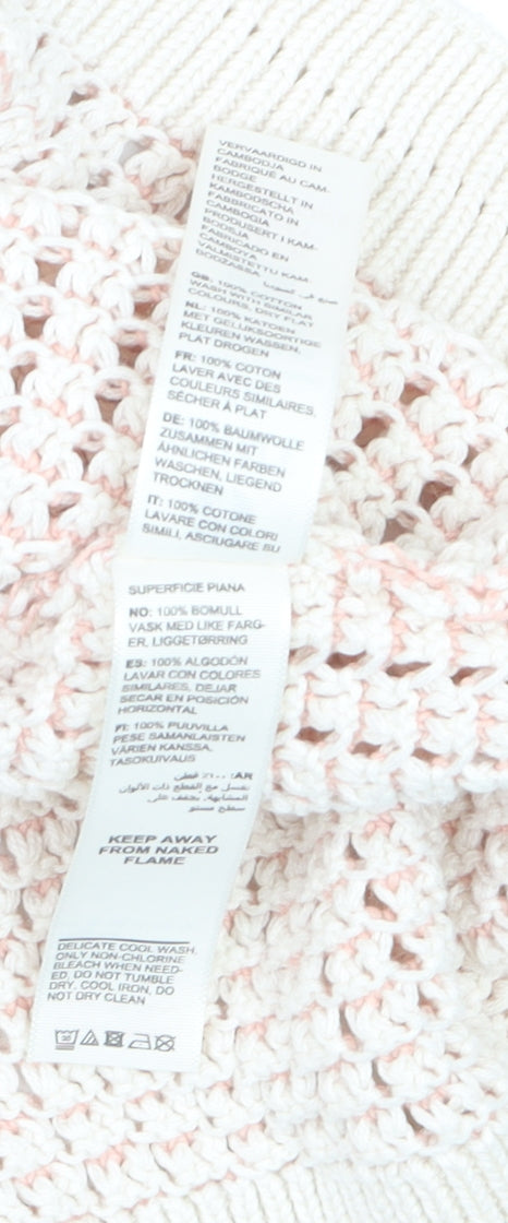 FatFace Women’s Pink Open-Knit Hooded Cotton Jumper UK 18