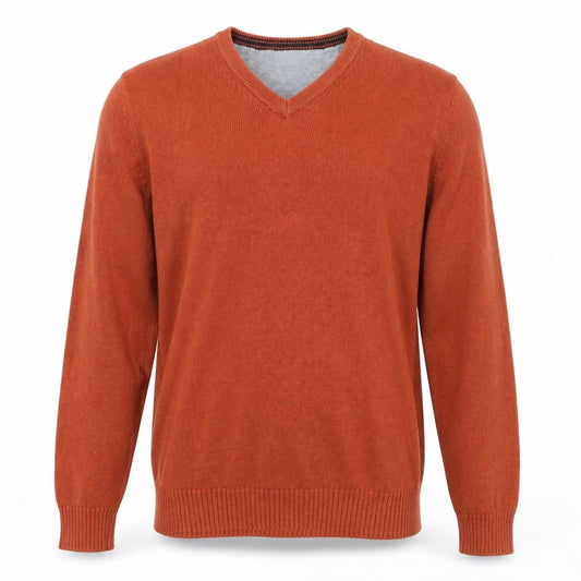 Maine New England Men's Brown V-Neck Cotton Jumper M