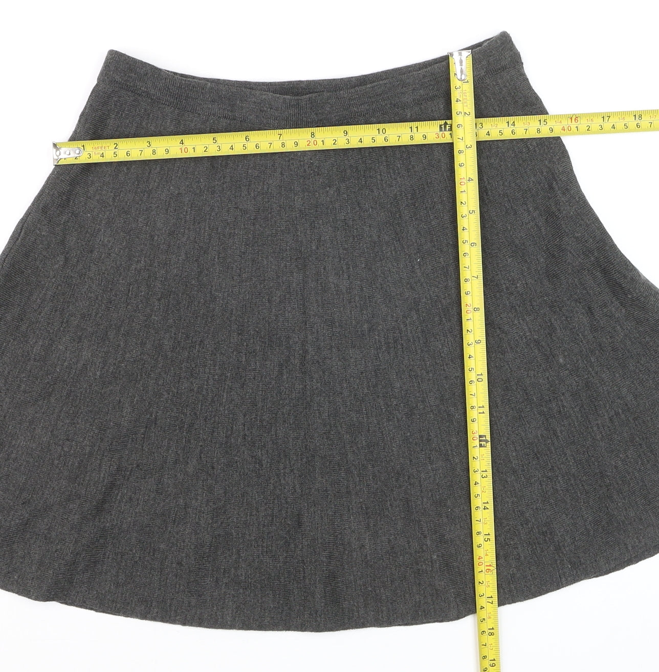 Tahari Women's Grey Wool Blend Knit A-Line Skirt Size S