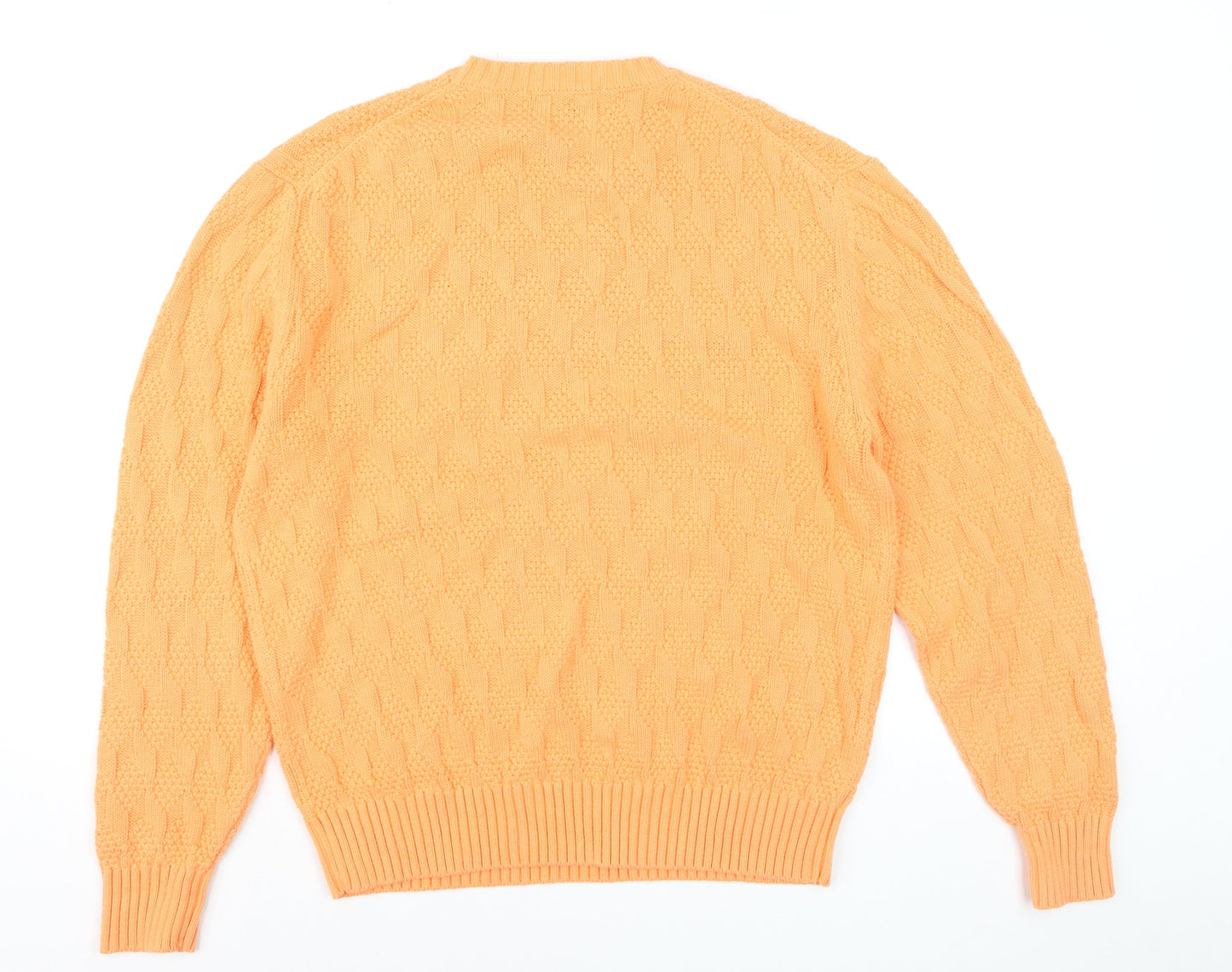 Daniel Cremieux Men's Orange Cotton Cable-Knit Crew Neck Jumper M