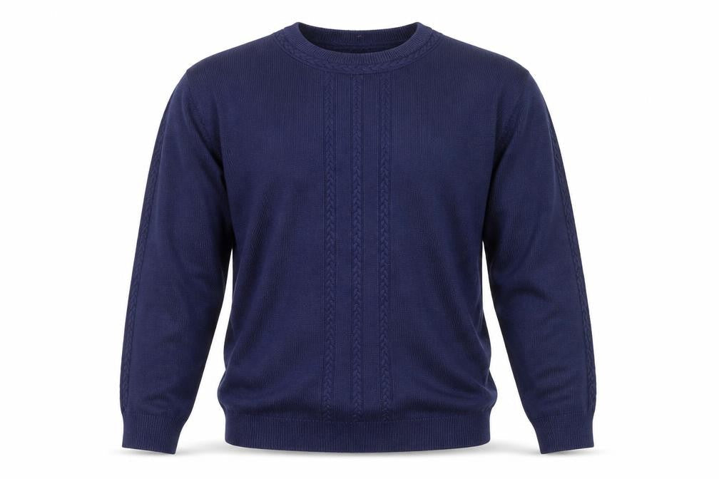 Principles Unisex Blue Acrylic Cable Knit Crew Neck Jumper Size S