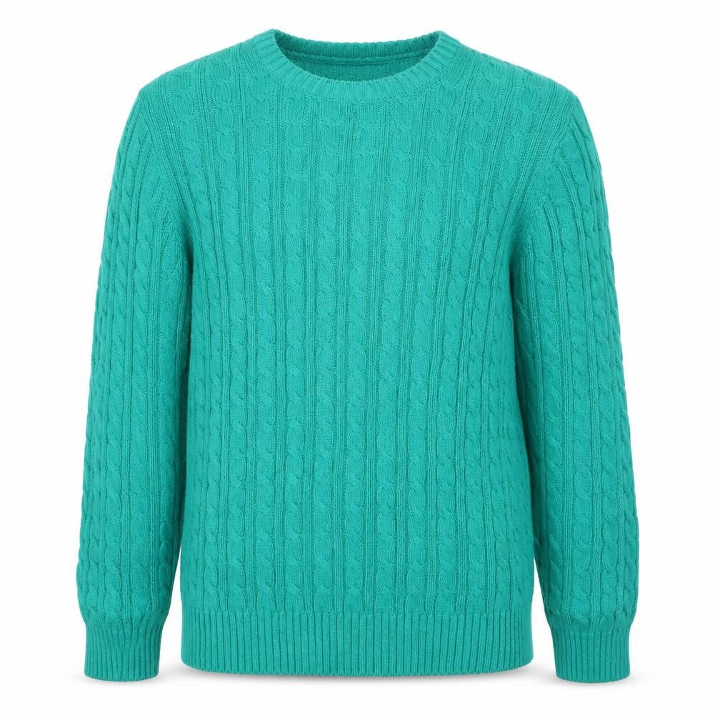 Mountain Lake Men's Green Cable-Knit Cotton Jumper Size L