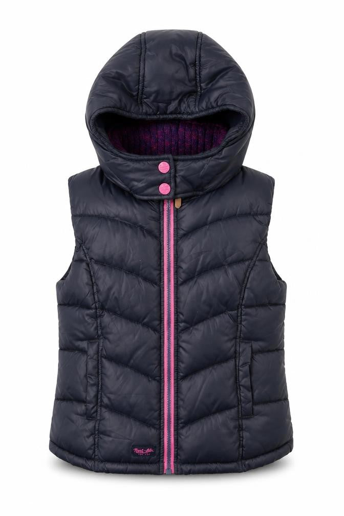 Next Girls Black Hooded Puffer Gilet 9 Years Polyester Lined Waistcoat