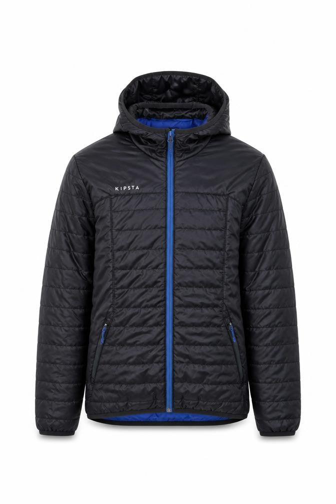 Kipsta Boys Black Hooded Puffer Jacket 12-13 Years Lightweight Full Zip