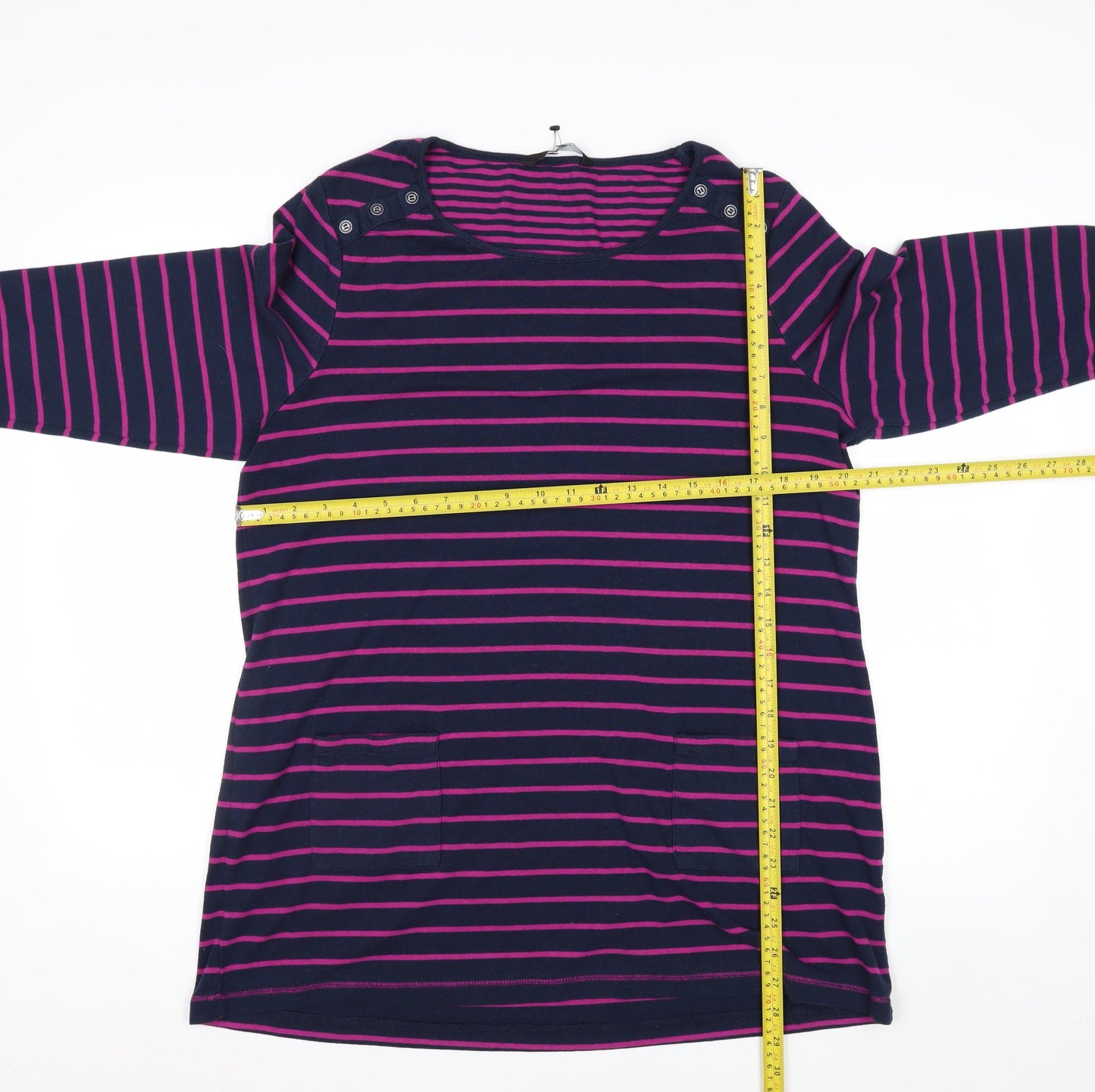 Bm Casual Women's Multicoloured Striped 3/4 Sleeve Jersey Top L