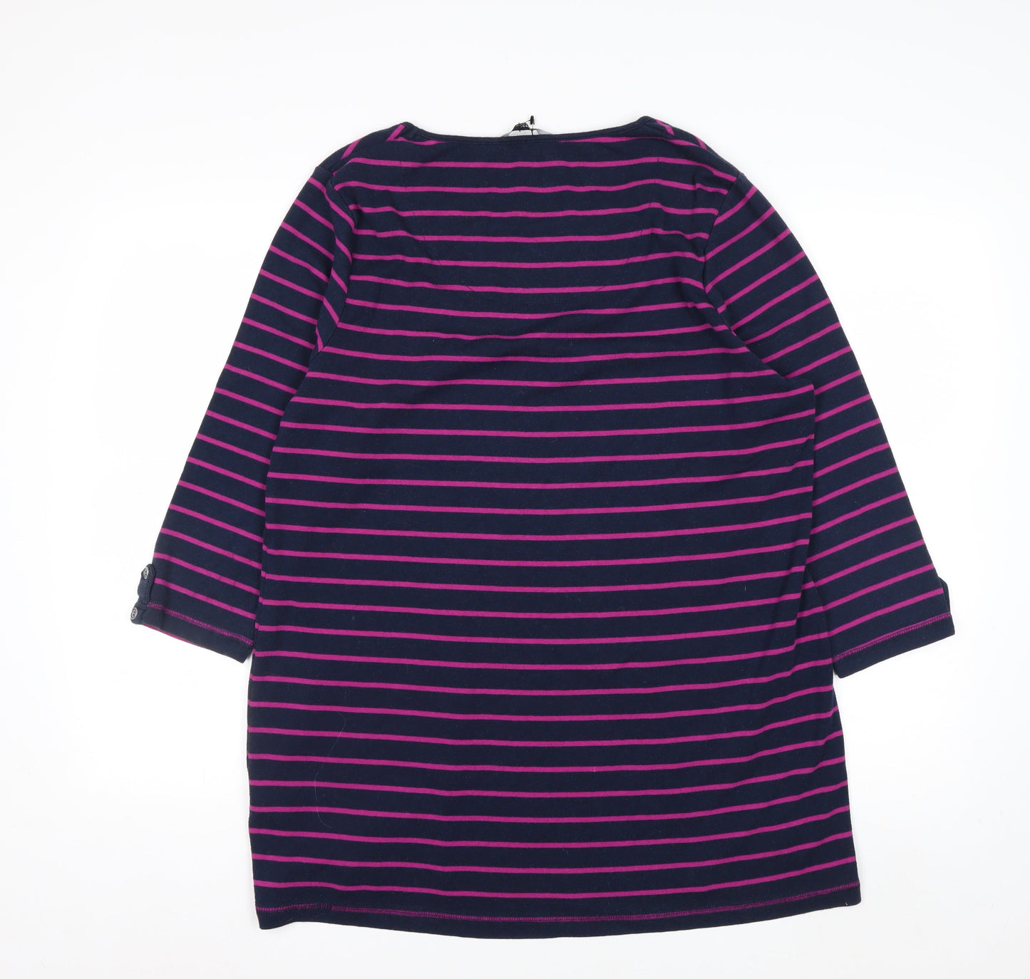Bm Casual Women's Multicoloured Striped 3/4 Sleeve Jersey Top L