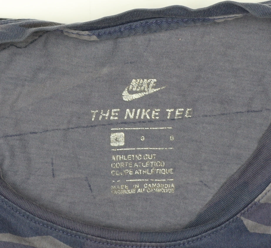 Nike Men's Blue Camouflage Athletic Fit Cotton T-Shirt Size S