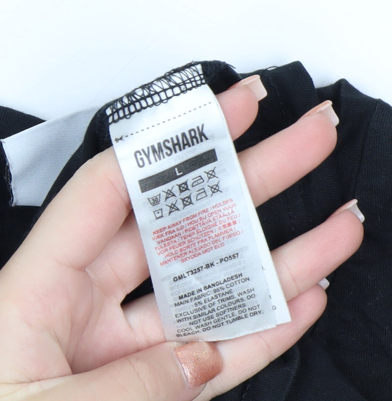 Gymshark Men Black Long Sleeve Slim Fit Casual Top L