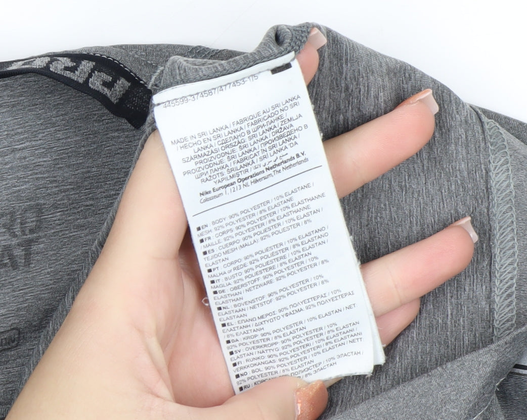 Nike Men's Grey Pro Combat Dri-FIT Compression Long Sleeve Top S