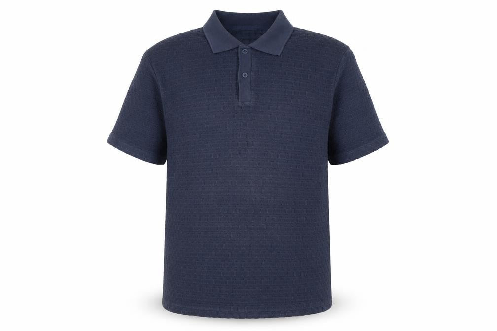 Jack & Jones Men’s Blue Textured Short Sleeve Polo Shirt M