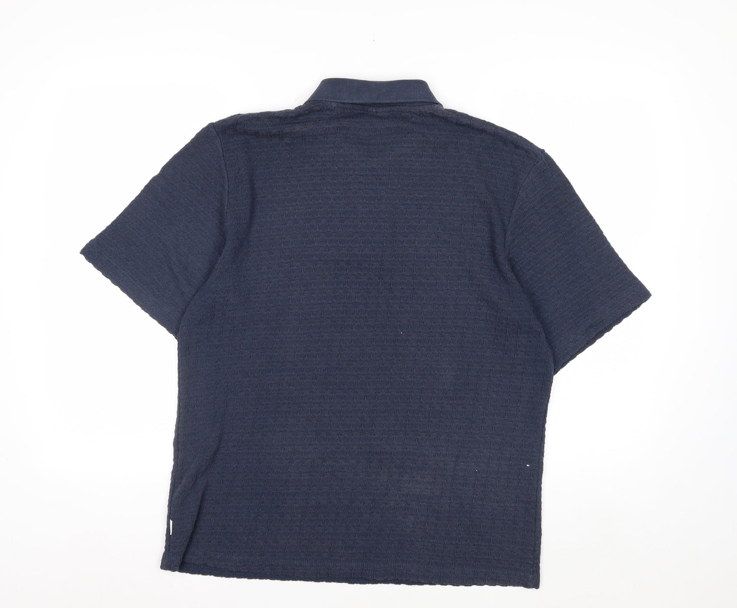 Jack & Jones Men’s Blue Textured Short Sleeve Polo Shirt M