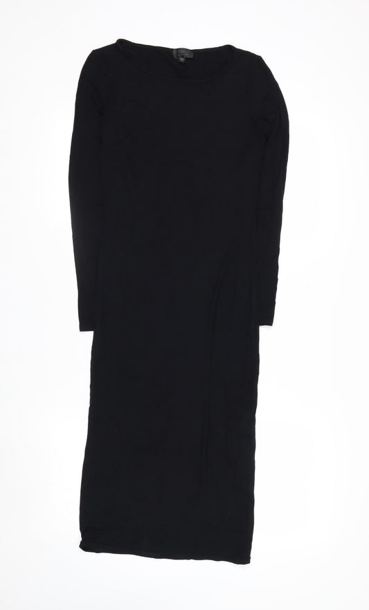 Topshop Women Black Size 10 Bodycon Long Sleeve Midi Dress