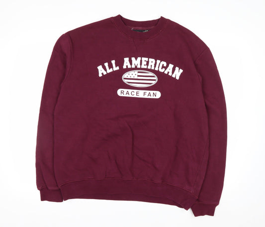 SMI Properties Men's Burgundy All American Graphic Crew Neck Sweatshirt XL