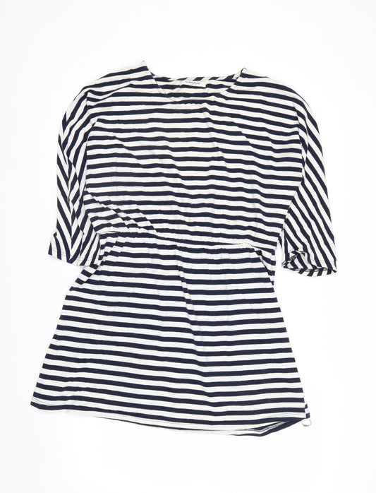 Glamorous Women’s Blue Striped Tunic Blouse Size S 3/4 Sleeve