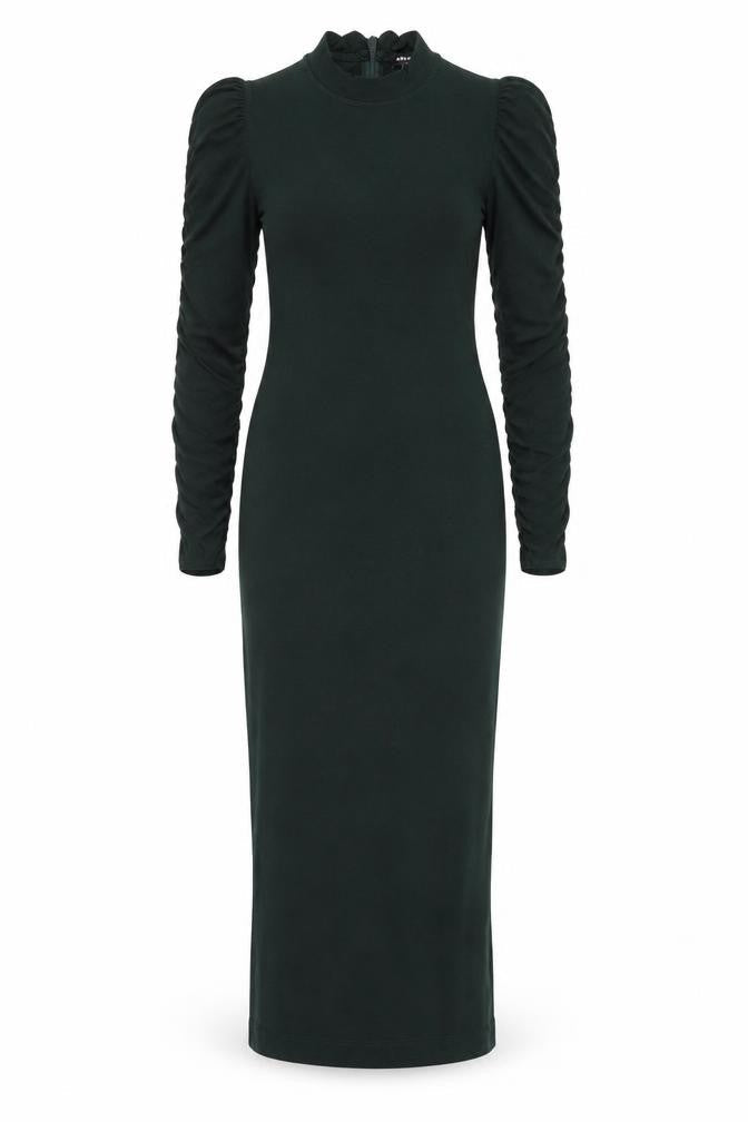 Whistles Petite Green Bodycon Midi Dress UK 8 Long Sleeve High Neck