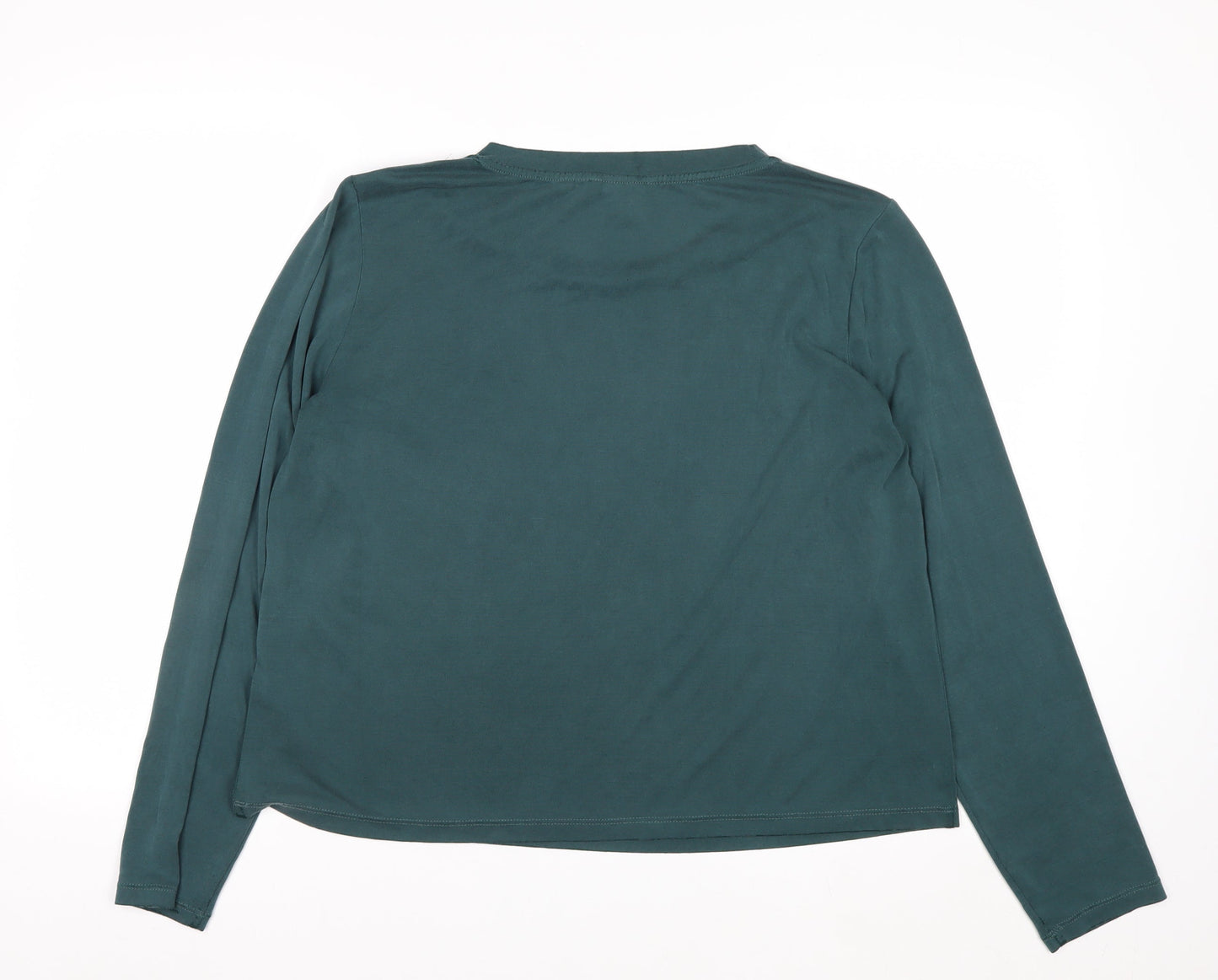 Monki Women's Green Basic Long Sleeve Modal Blend T-Shirt Size L
