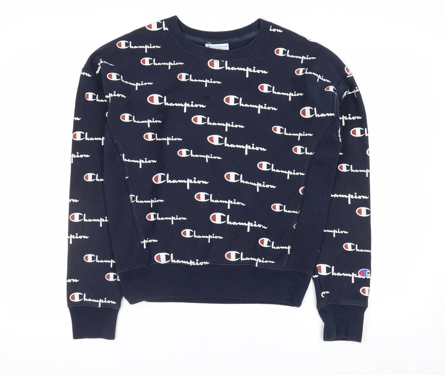 Champion Men's Blue Small Reverse Weave Logo Pullover Jumper
