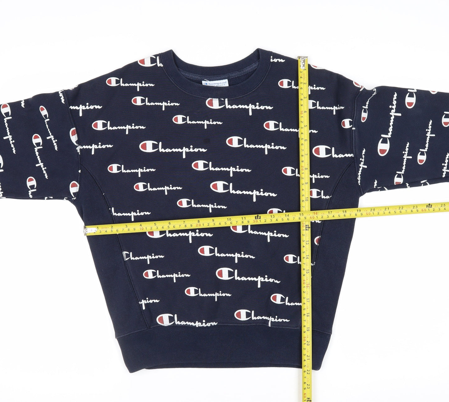 Champion Men's Blue Small Reverse Weave Logo Pullover Jumper