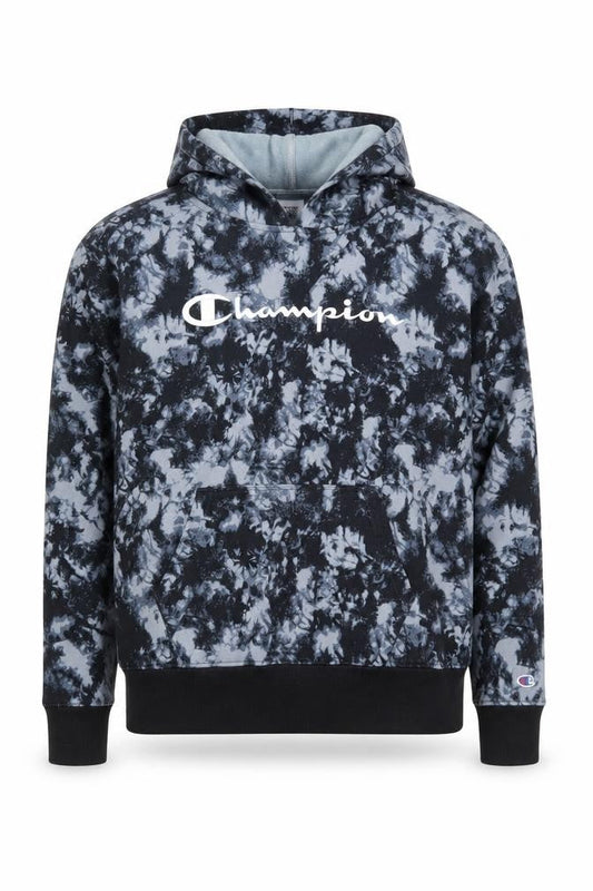 Champion Men's Blue Tie-Dye Pullover Hoodie M Fleece Logo Gymwear