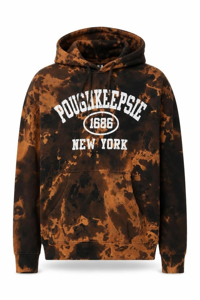 Independent Trading Co Mens Brown Black Tie-Dye Pullover Hoodie M