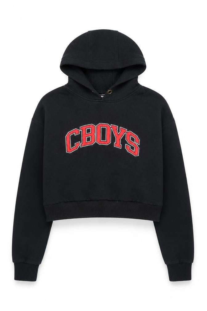 Cowboys Womens Black Cropped Pullover Hoodie S Casual Hooded Sweatshirt
