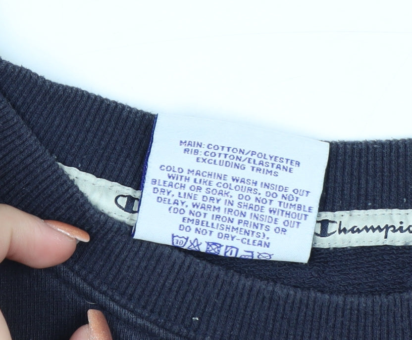 Champion Men's Blue Pullover Sweatshirt L Crew Neck Logo