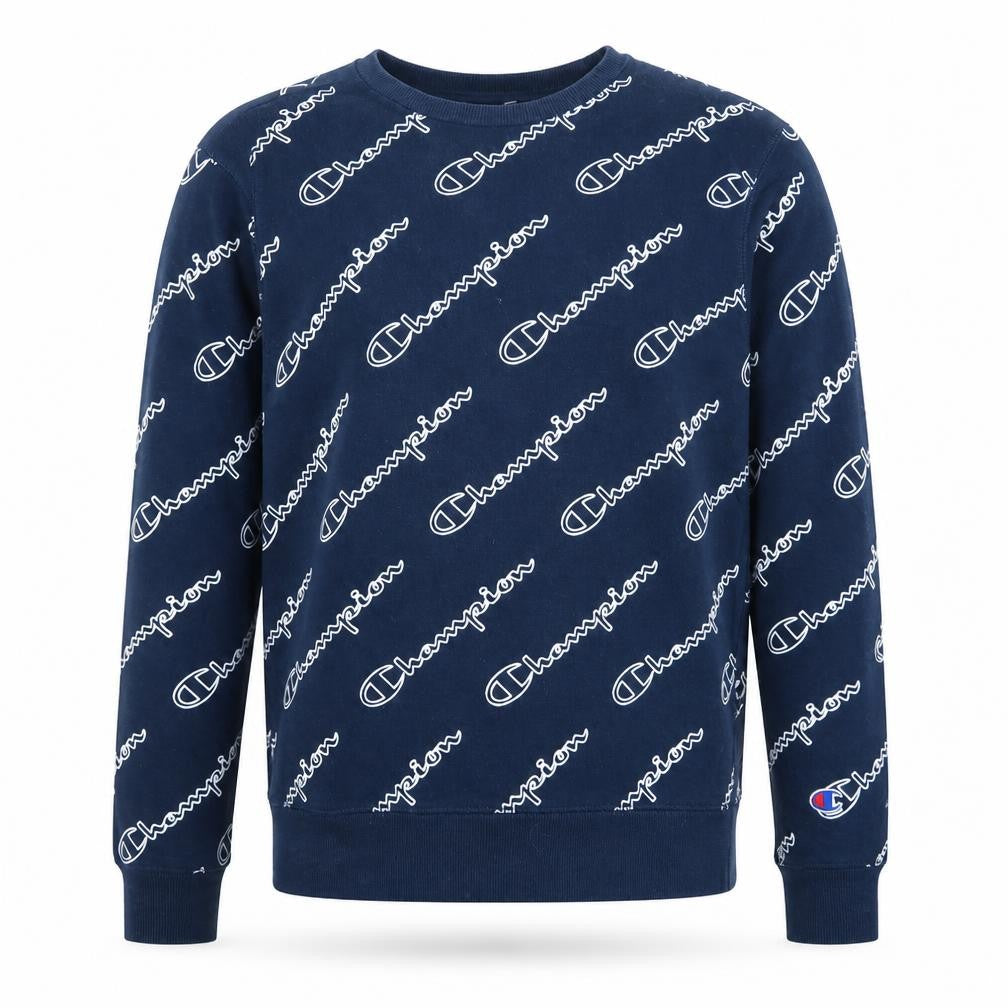 Champion Mens Blue Logo Pullover Sweatshirt Size L Regular Fit