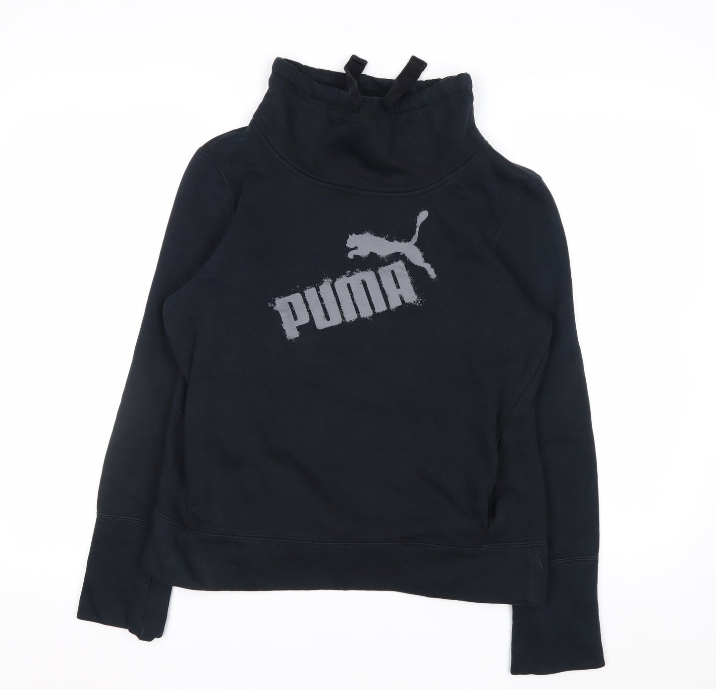 Puma Womens Black Size 12 Pullover Sweatshirt with Logo Print