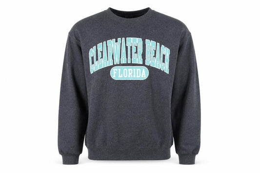 Jerzees Men's Grey Clearwater Beach Florida Graphic Pullover Sweatshirt M