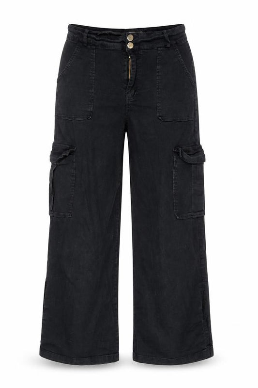 Pink Vanilla Women’s Black Cargo Wide-Leg Trousers Size 14