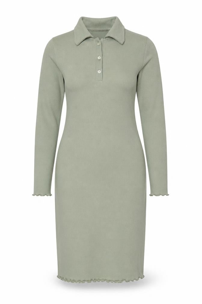 Pink Vanilla Women Green Collared Long Sleeve Knit Shirt Dress Size 12