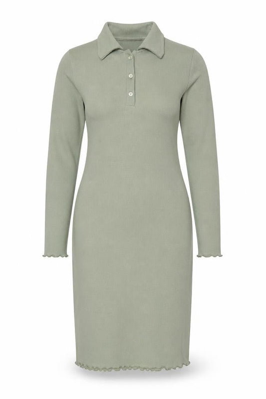 Pink Vanilla Women Green Collared Long Sleeve Knit Shirt Dress Size 12