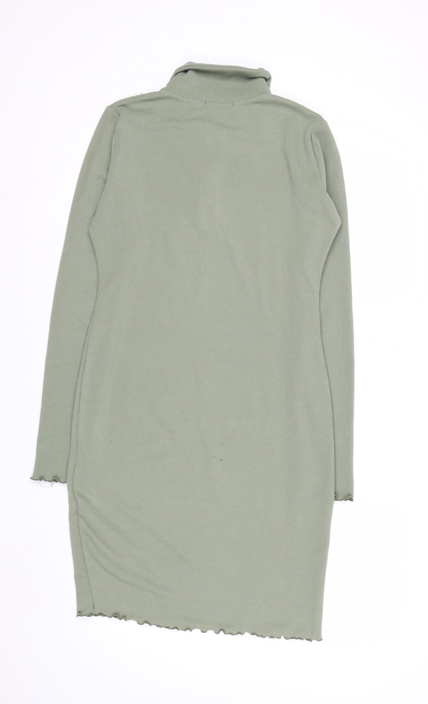 Pink Vanilla Women Green Collared Long Sleeve Knit Shirt Dress Size 12