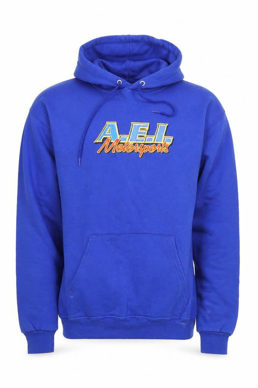Hanes Mens Blue AEI Motorsports Pullover Hoodie Size M Vintage Fleece