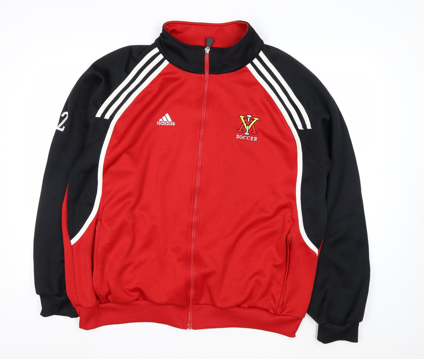 Adidas Men's Red Black Full Zip Soccer Sweatshirt XL Polyester