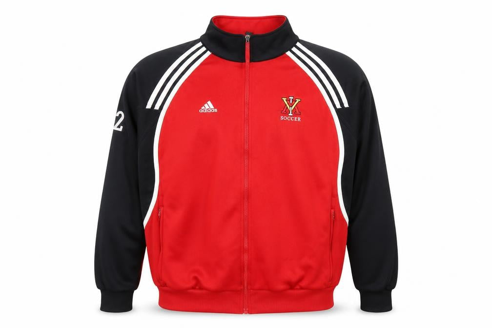 Adidas Men's Red Black Full Zip Soccer Sweatshirt XL Polyester
