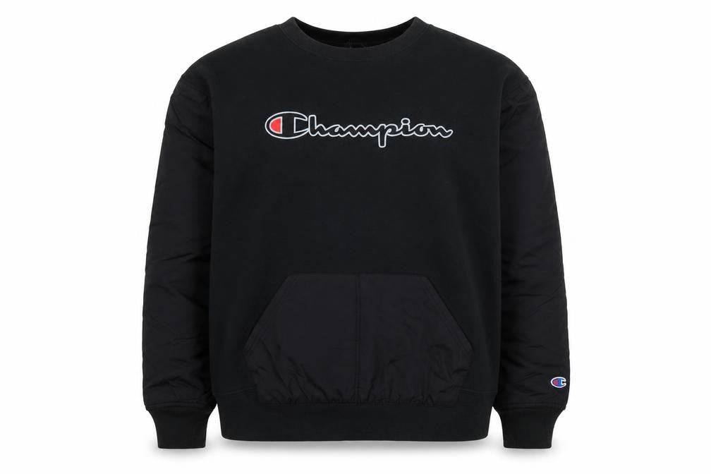 Champion Men's Black L Pullover Crew Neck Sweatshirt with Logo