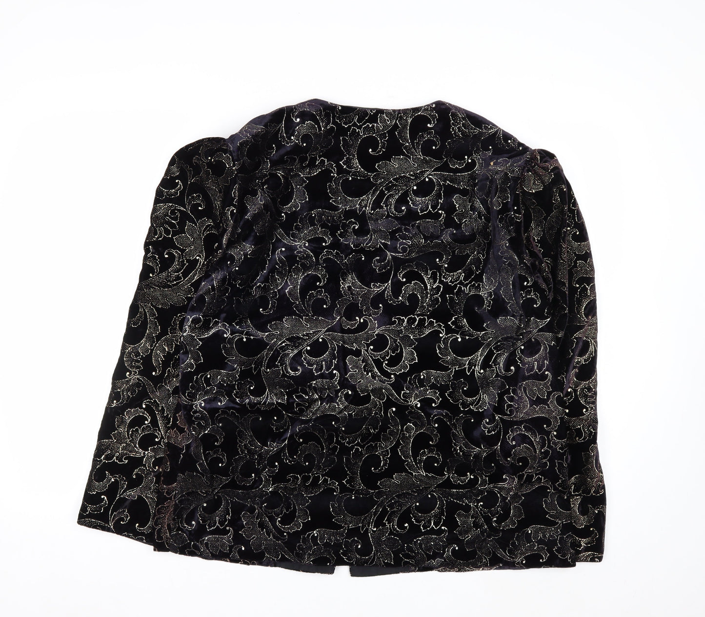 Jeri Marque Womens Black Velvet Metallic Floral Formal Blazer Size 12