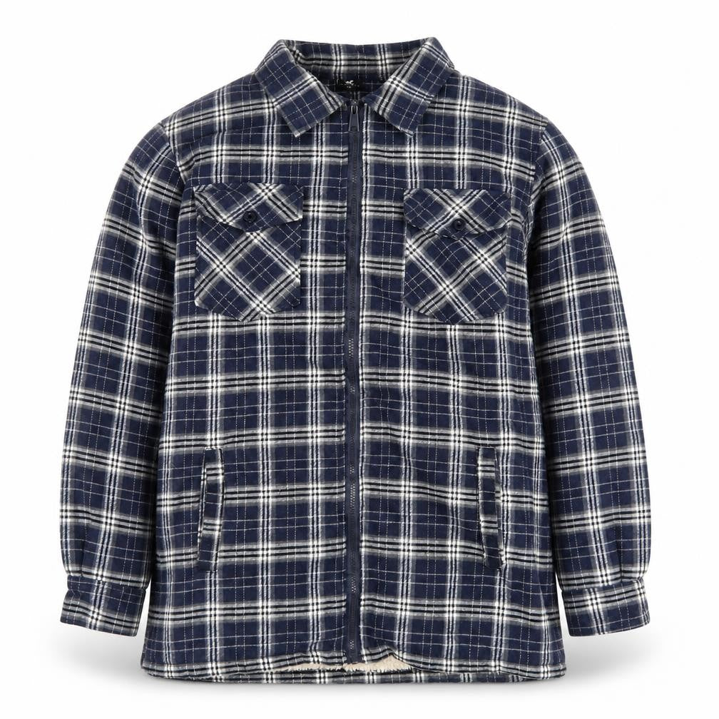 Pegasus Mens Blue Checked Flannel Zip Jacket Size M Fleece Lined