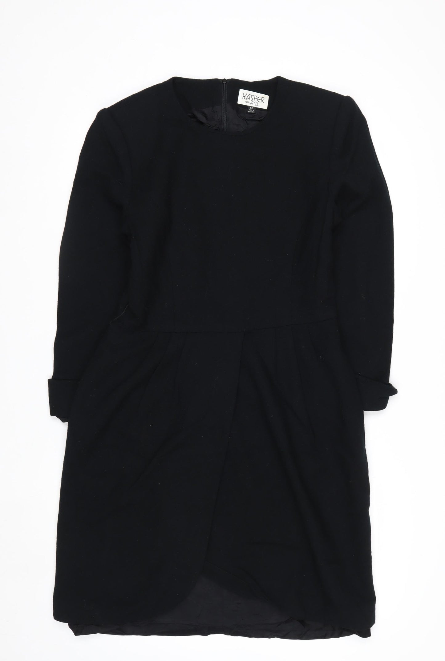 Kasper Women Black Size 12 Sheath Knee Length Dress