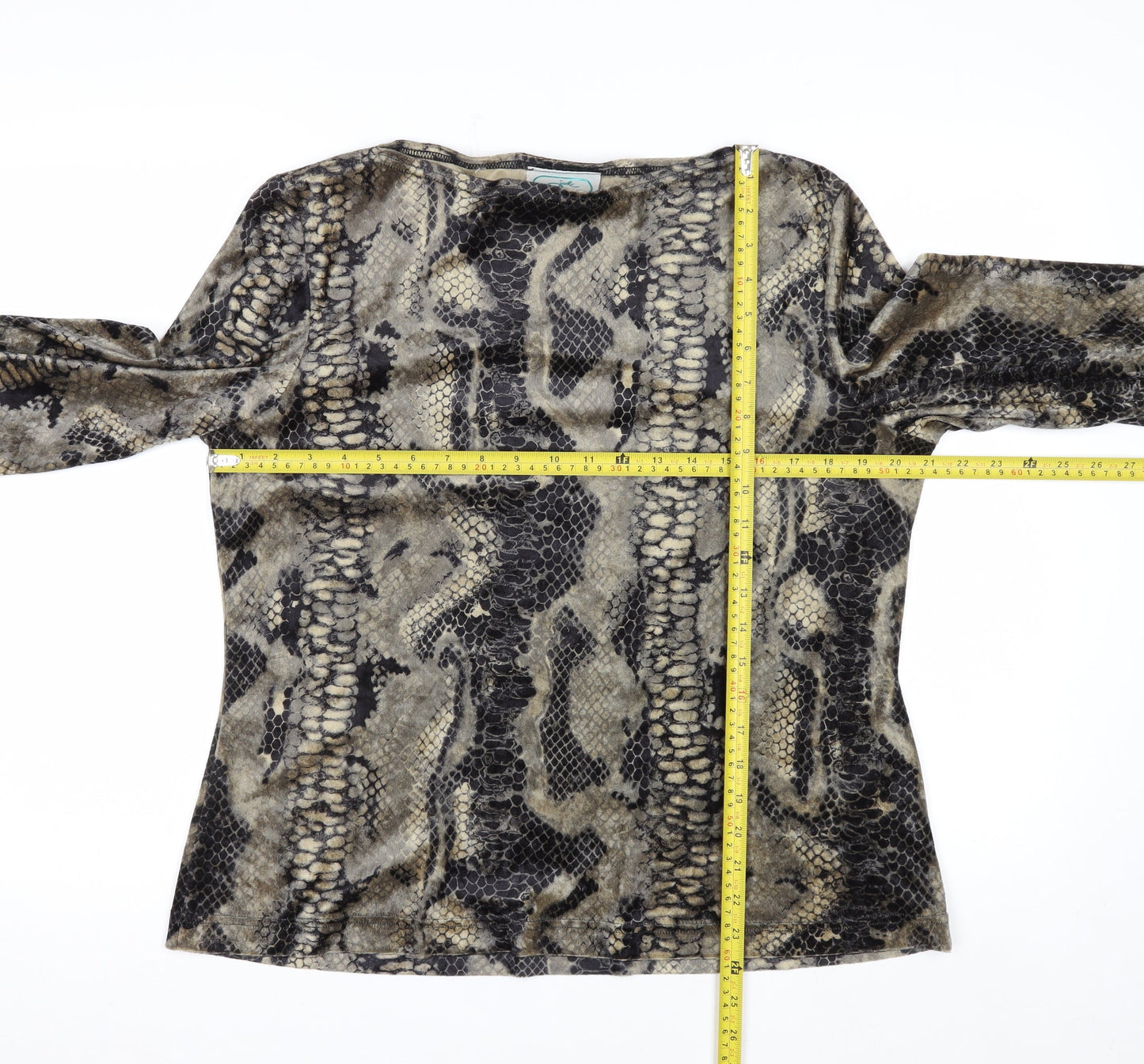 Jolie Womens Brown Snake Print Velvet Long Sleeve Blouse XL