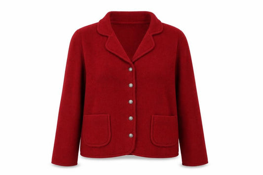 Contemporaine Women's Red Wool Petite L Blazer Jacket