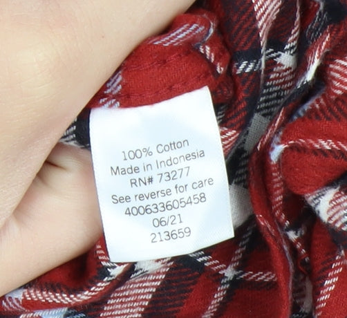 Croft & Barrow Men's Red Plaid Cotton Flannel Button-Up Shirt L Tall