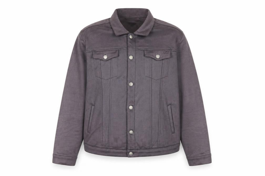 Marrakech Women’s Grey Suede Basic Jacket L Collared Button Front