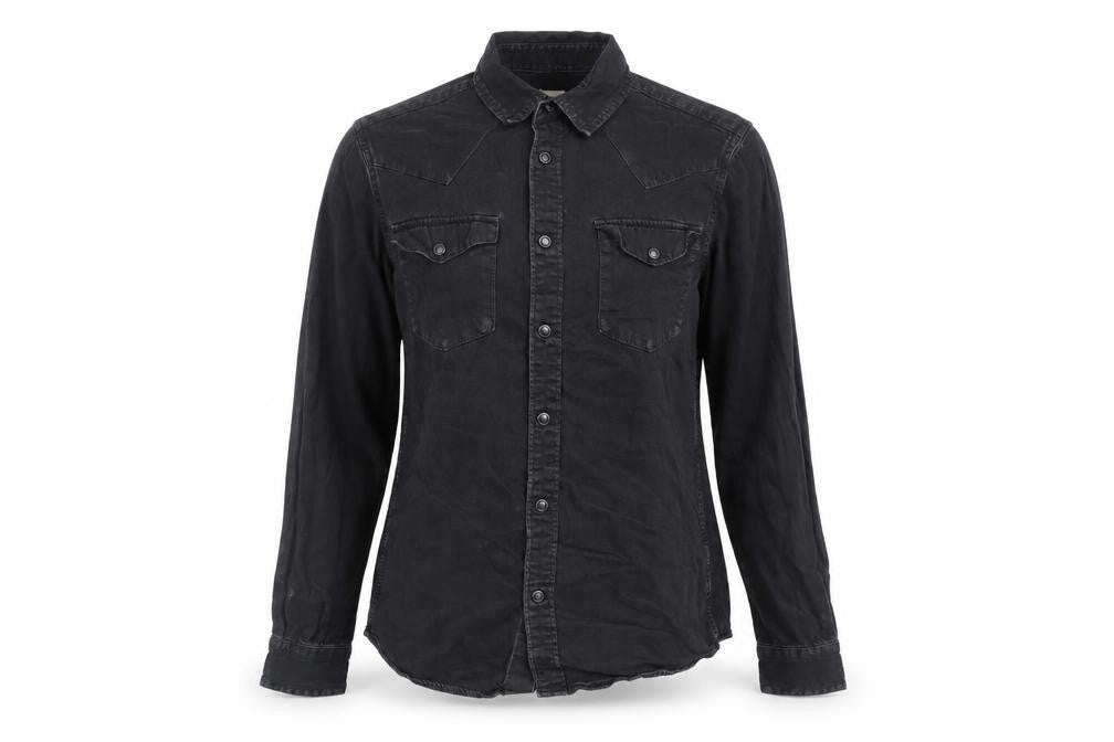 H&M Womens Black Cotton Button-Up Long Sleeve Shirt Size S