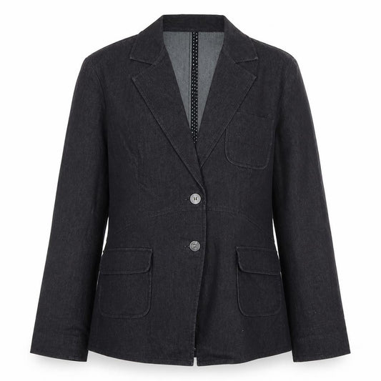 April Cornell Womens Black Cotton Blend Blazer Jacket Size 12