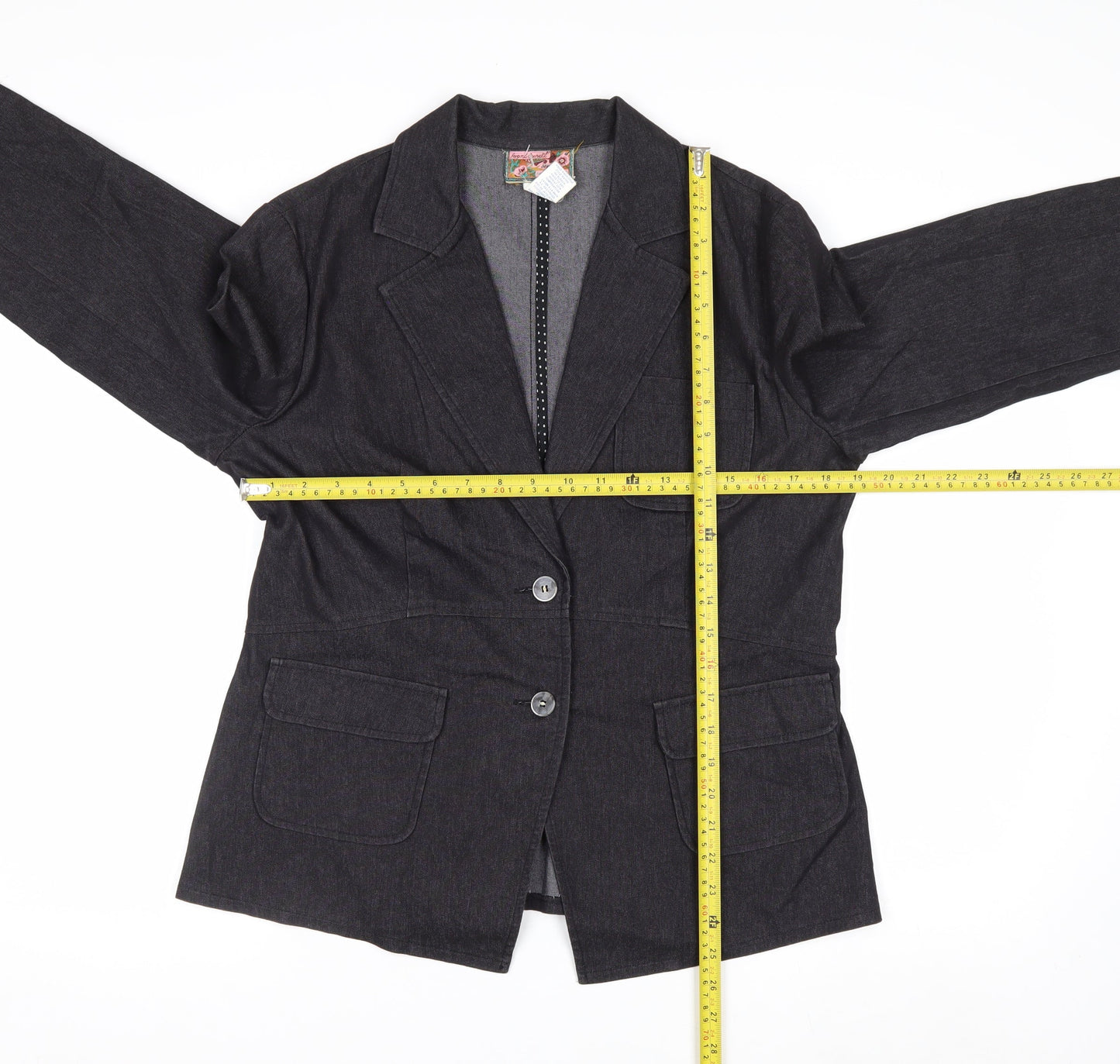 April Cornell Womens Black Cotton Blend Blazer Jacket Size 12